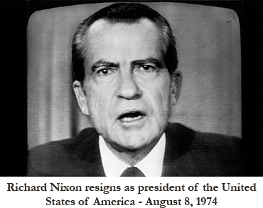 Nixon resigns on TV